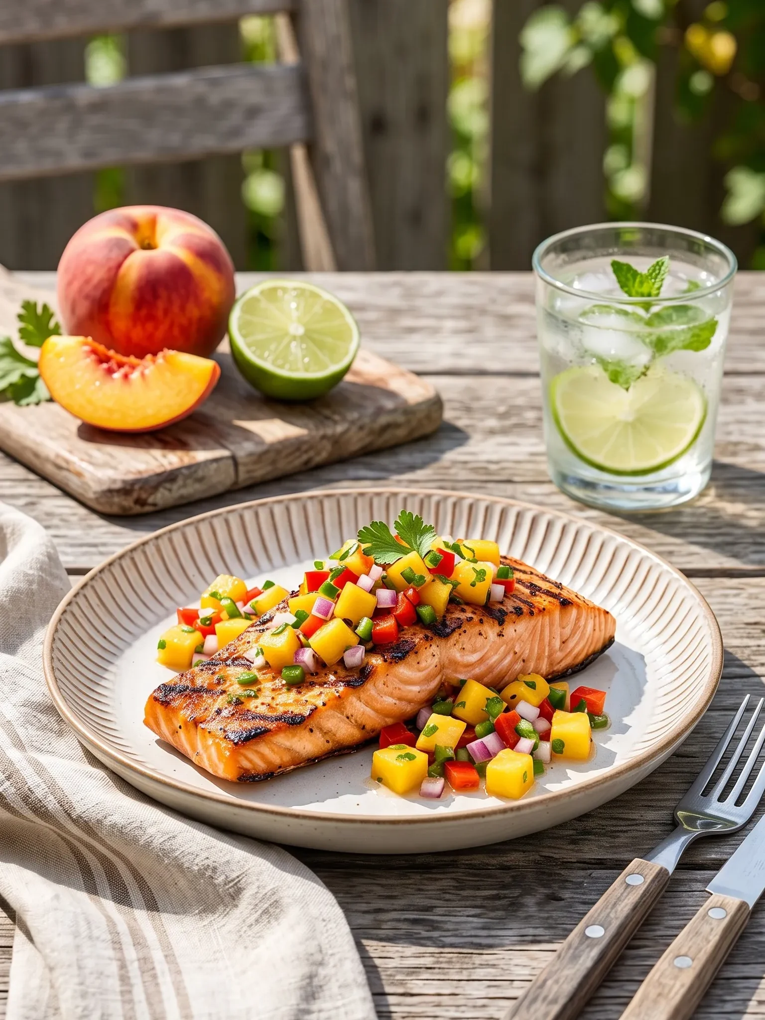 Grilled Salmon with Peach Salsa